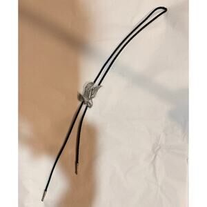 Vintage EJC Pewter Silvertone Eagle Mens Cowboy Bolo Tie